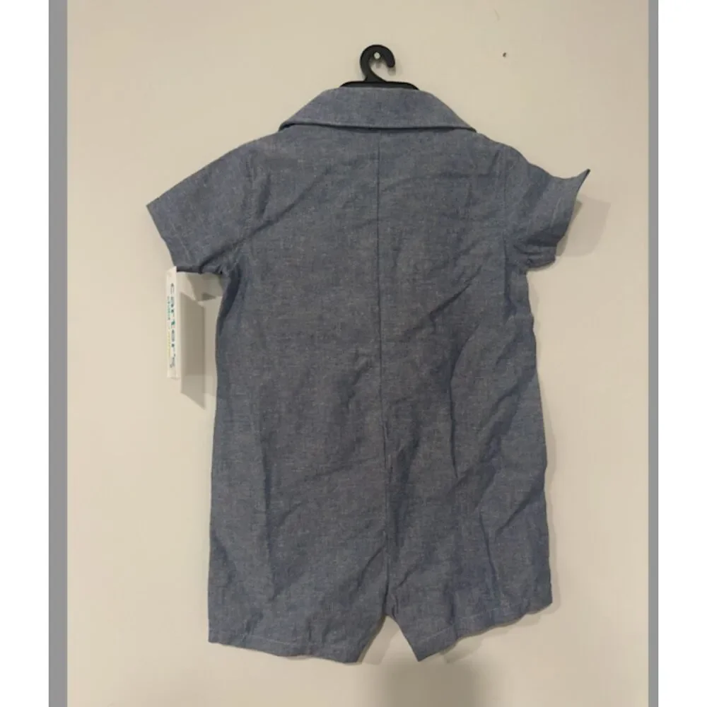 Carter’s Baby Boy Chambray Short Sleeve Romper NWT